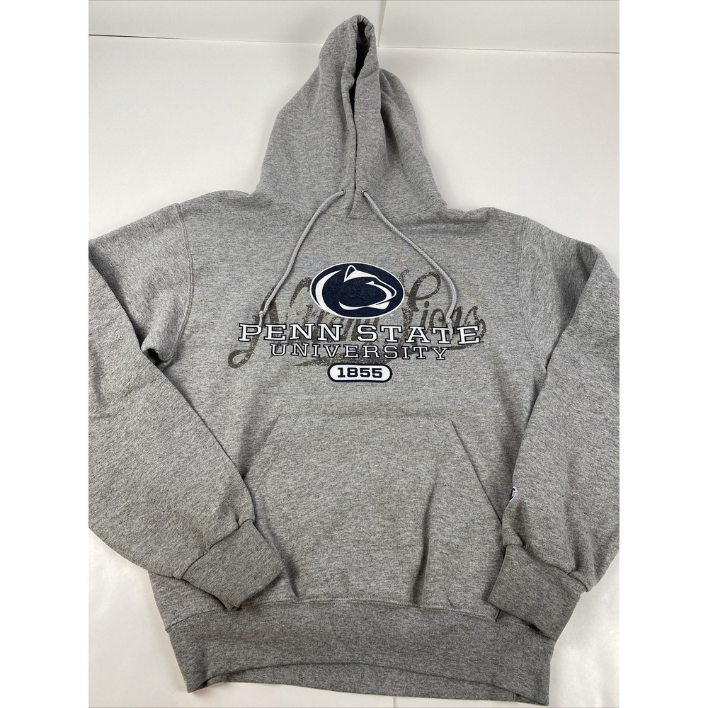Champion PENN STATE University Spellout Logo Graphic Hoodie Small S Gray Y2K